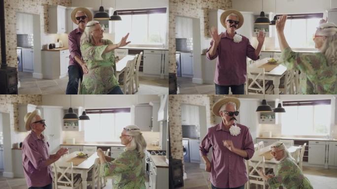 一对高级夫妇在家玩装扮时自拍的4k视频片段