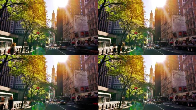 太阳和百老汇。纽约街。