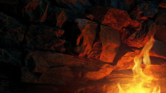 洞穴幻想背景中的火