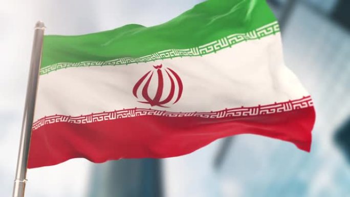 伊朗国旗。慢动作