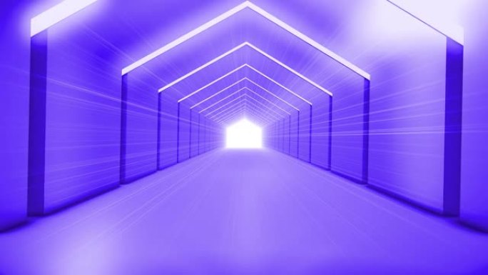 穿越未来主义紫色隧道 (可循环) 照明走廊的概念，室内设计，宇宙飞船，抽象，科学，技术，科学，建筑，