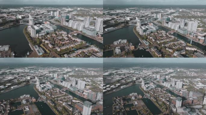 曼彻斯特媒体城索尔福德码头的无人机视图