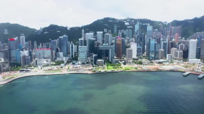 香港城市鸟瞰图香港航拍金融中心寸土寸金