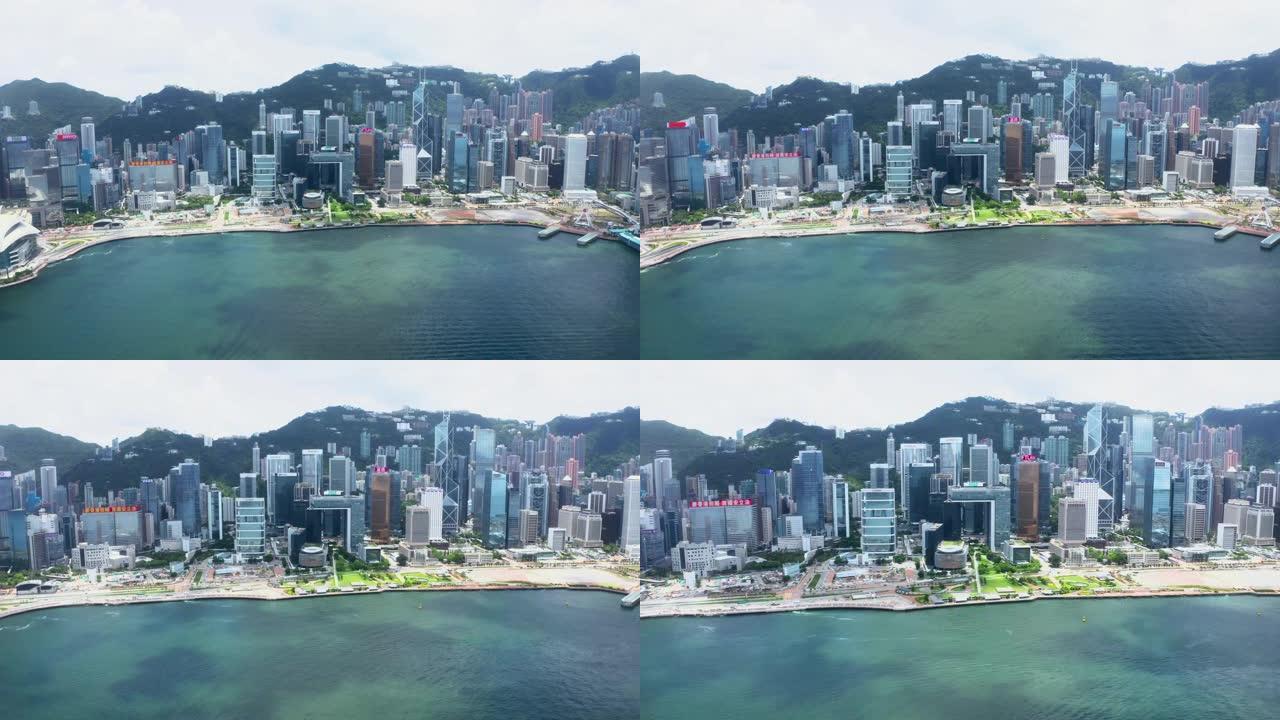 香港城市鸟瞰图香港航拍金融中心寸土寸金