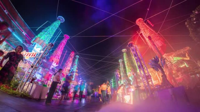 时间流逝的灯光交响曲萨拉克·尤姆节，兰蓬，泰国