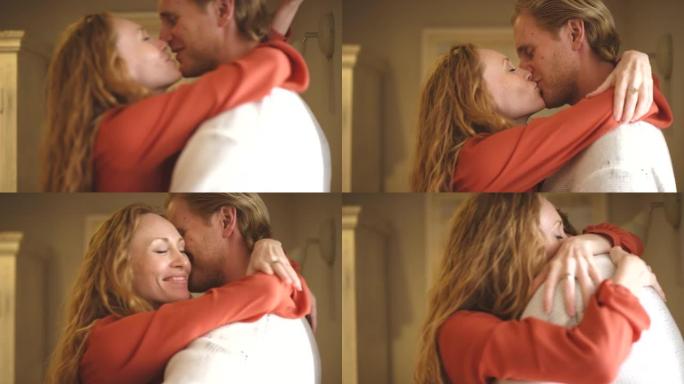 一对年轻夫妇深情拥抱和亲吻的4k视频片段