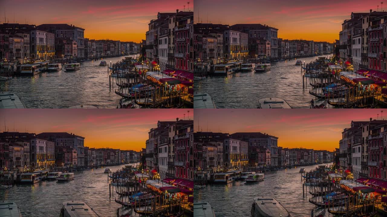 意大利的威尼斯日落-大运河