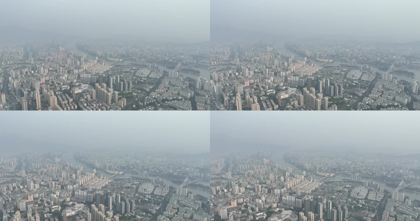 阴天福州航拍城市下雨天建筑云雾缭绕风光