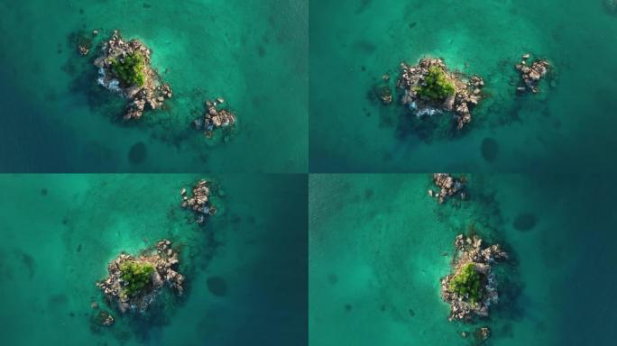 塞舌尔普拉兰岛圣皮埃尔岛的直线圆形鸟瞰图