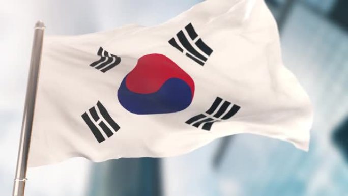 韩国国旗。慢动作