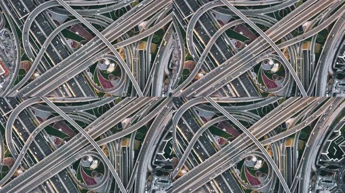 阿联酋迪拜路口的T/L PAN无人机视点视图
