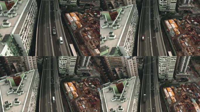 香港拥挤的九龙城鸟瞰图