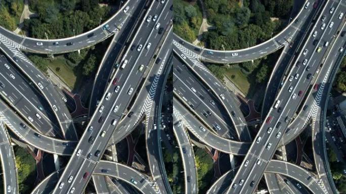 繁忙道路交叉口鸟瞰图