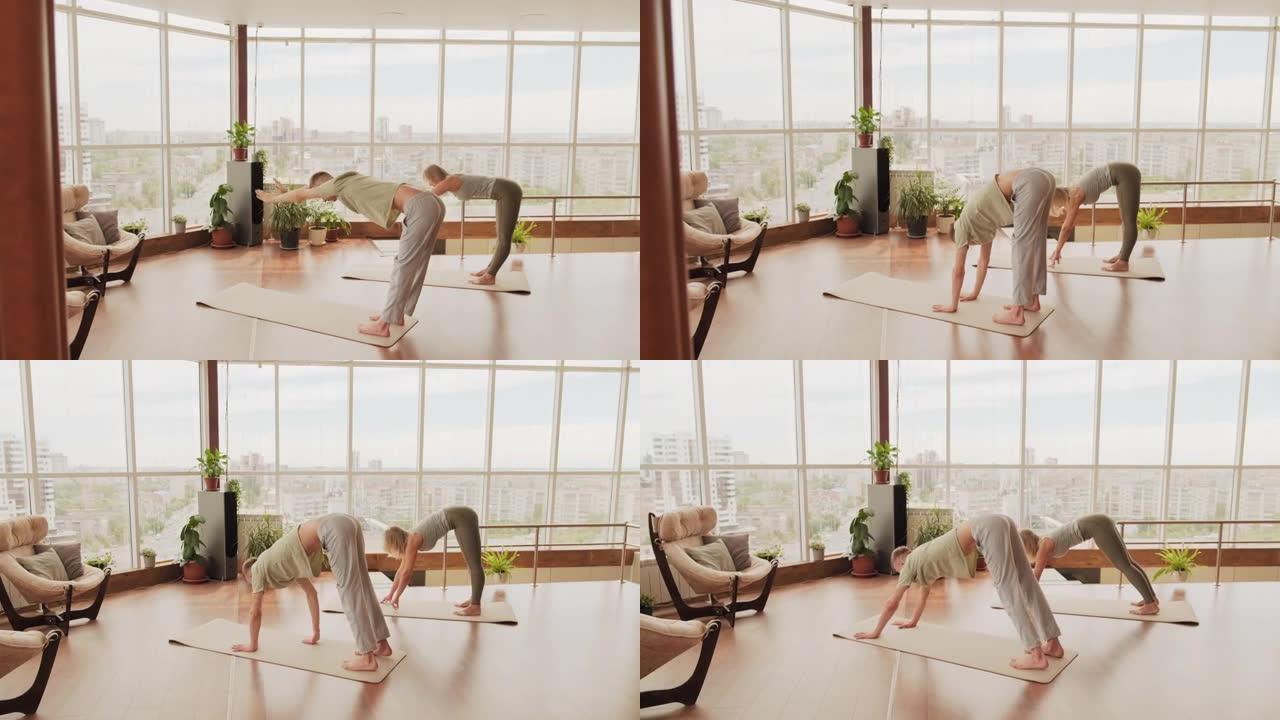 室内双人瑜伽训练