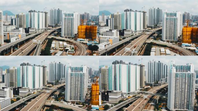 香港市区鸟瞰图香港市金融中心cbd城市航
