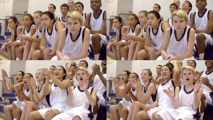 在学校篮球比赛中观众的慢动作镜头