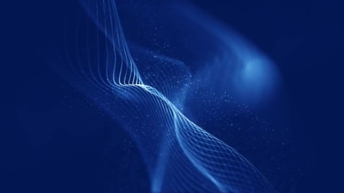 美丽的抽象波浪技术背景与蓝光数字效果企业概念