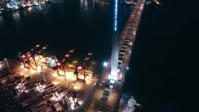 香港夜间的石匠桥夜景航拍大桥航拍