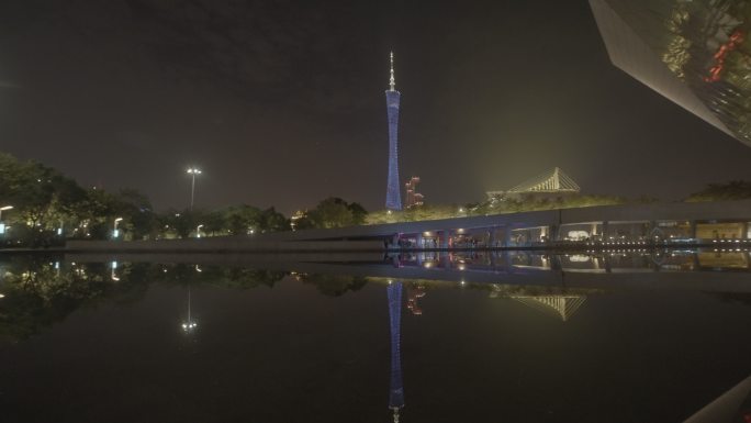 广州塔夜景广州大剧院建筑灯光