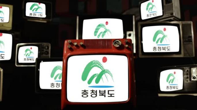 韩国忠北道旗和古着电视。
