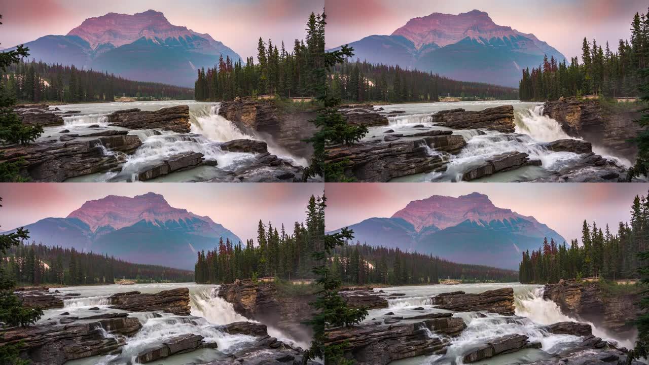 加拿大贾斯珀国家公园的阿萨巴斯卡瀑布