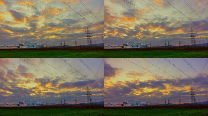 核电站上空的T/L云景