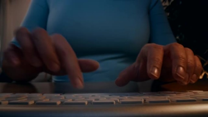 DS女人在电脑键盘上打字