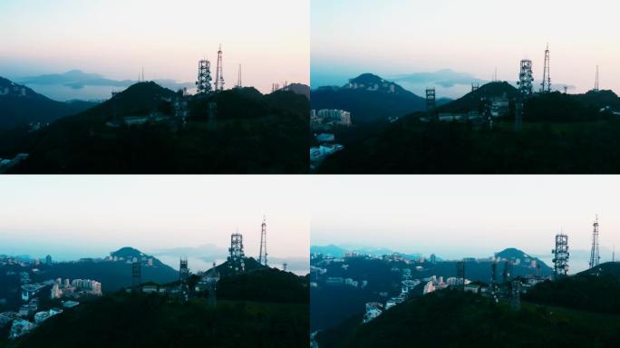 日落时分，香港太平山的广播电台