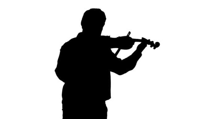 男子演奏小提琴剪影进行合成