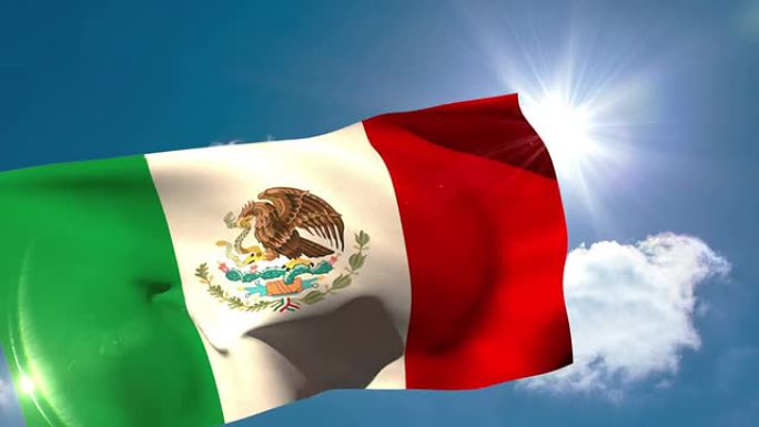 墨西哥国旗在微风中飘扬