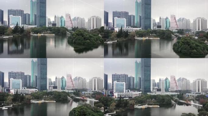 现代城市矩阵深圳市线条科技科技感