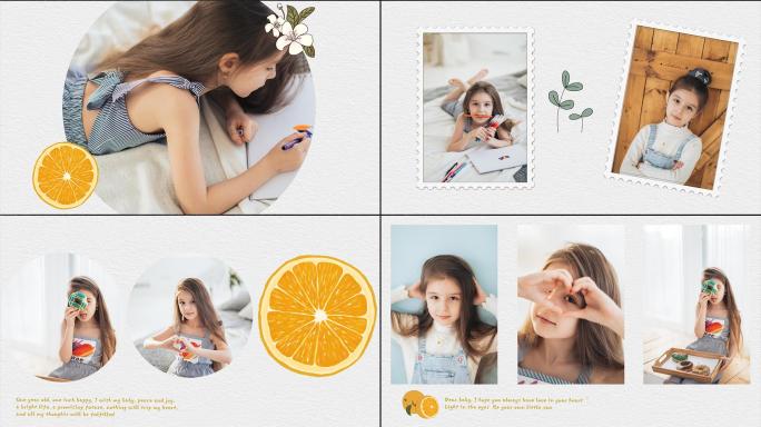 【033】PR模板橙子主题儿童电子相册