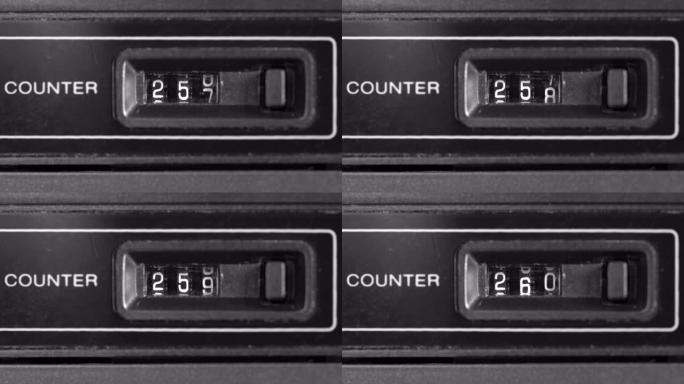 20世纪80年代复古盒式磁带播放器磁带计数器特写