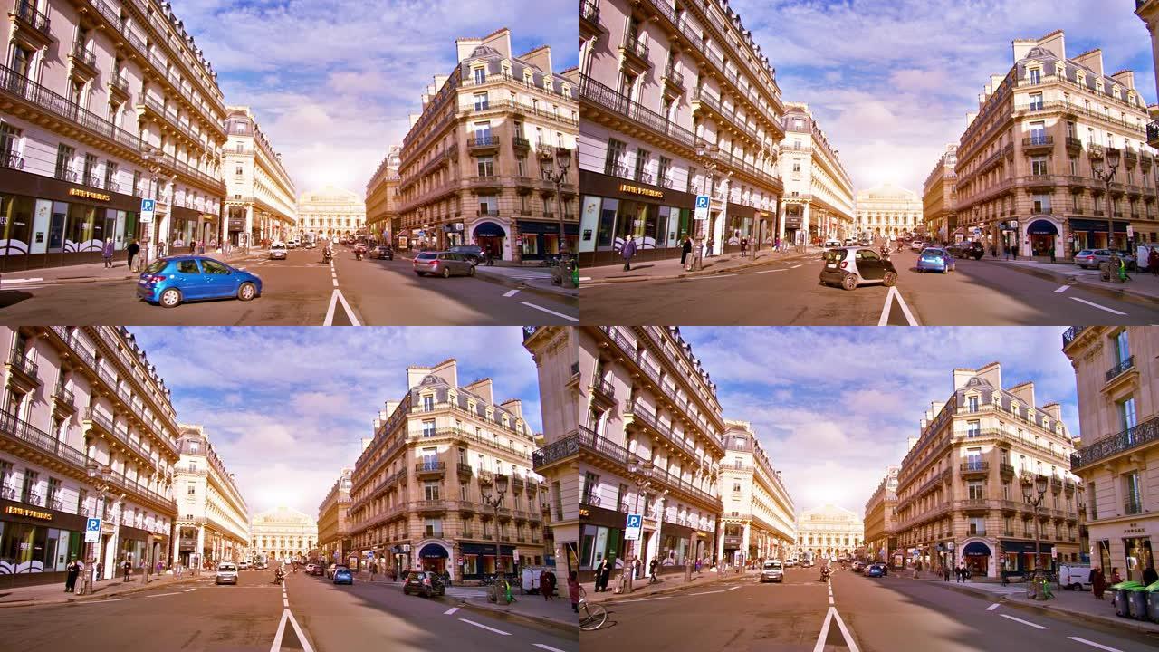 巴黎街。复古建筑。市中心