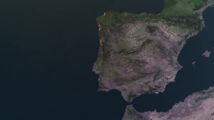 葡萄牙地图，通过4k照片真实的动画地球仪放大到空间，全景包括亚洲，非洲和欧洲。史诗旋转世界动画，现实