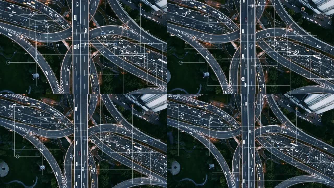 未来智能交通俯视车流