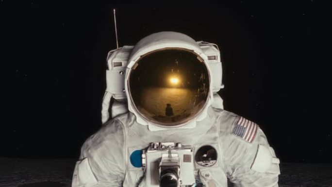 月球表面的宇航员。CGI动画。