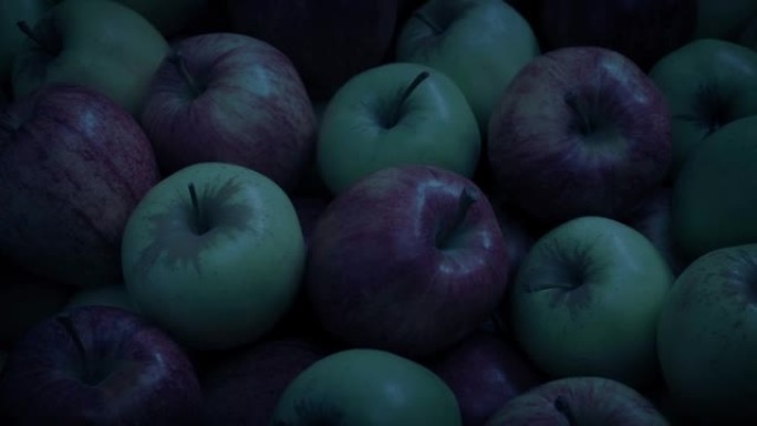 黑暗中超市的苹果蔬果运输保鲜有机食品