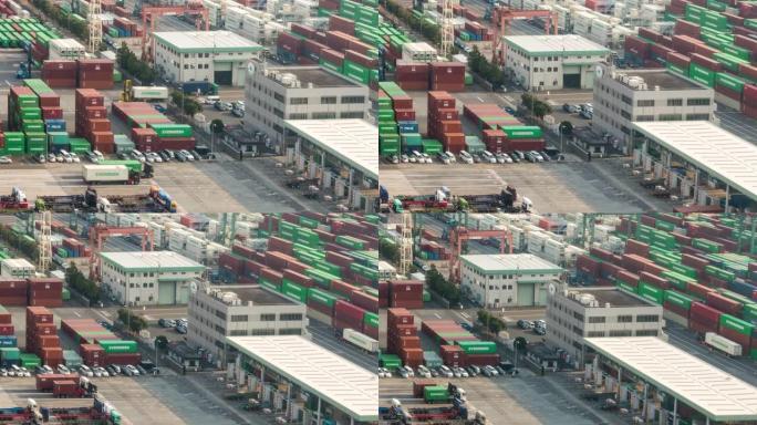 延时: 日本台场东京造船厂港口码头的港口工作