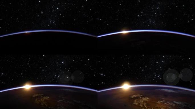 来自太空边缘的美丽日出。NASA提供的这段视频的元素。