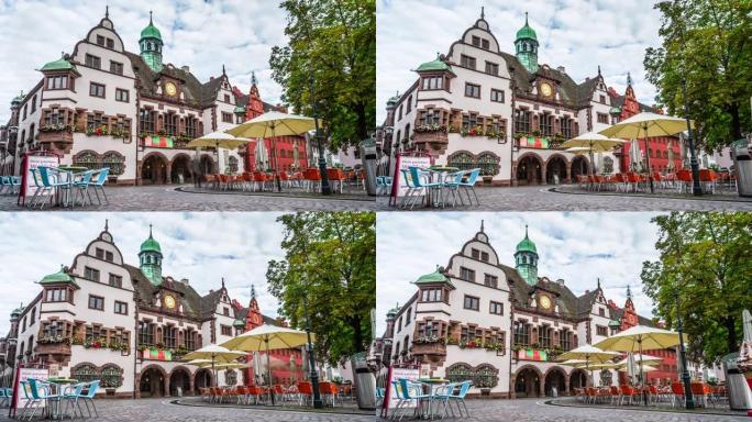 老市政厅在弗莱堡im Breisgau -时间流逝