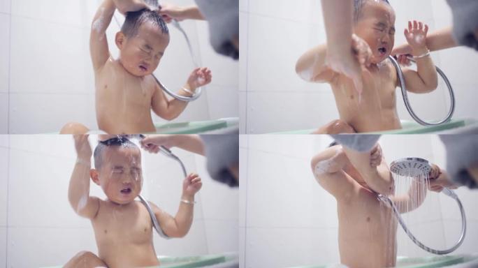 宝宝不喜欢洗衣服给小孩洗澡儿童沐浴婴儿淋