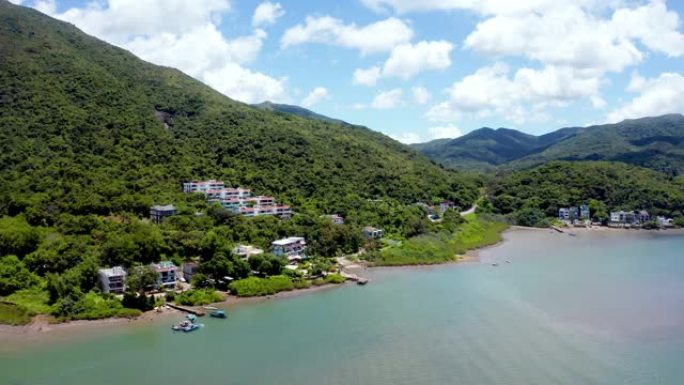 香港东部山区西贡村的空中全景，室外，白天