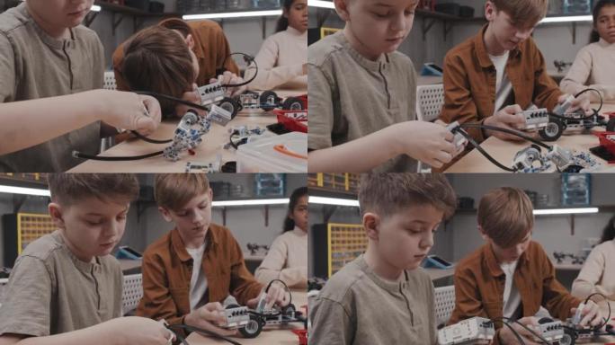现代男孩建造机器人模型