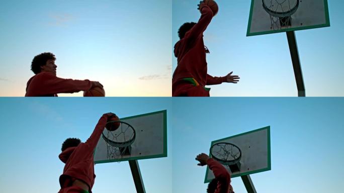 超级SLO MO少年篮球员表演灌篮