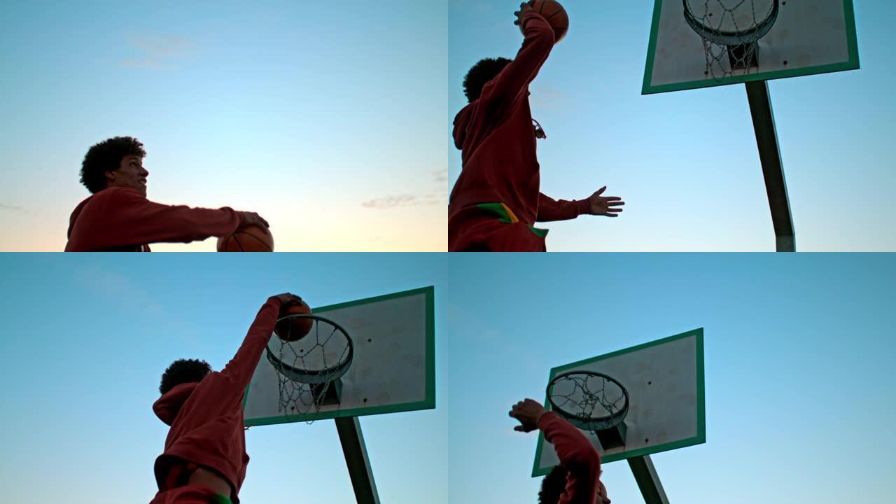 超级SLO MO少年篮球员表演灌篮