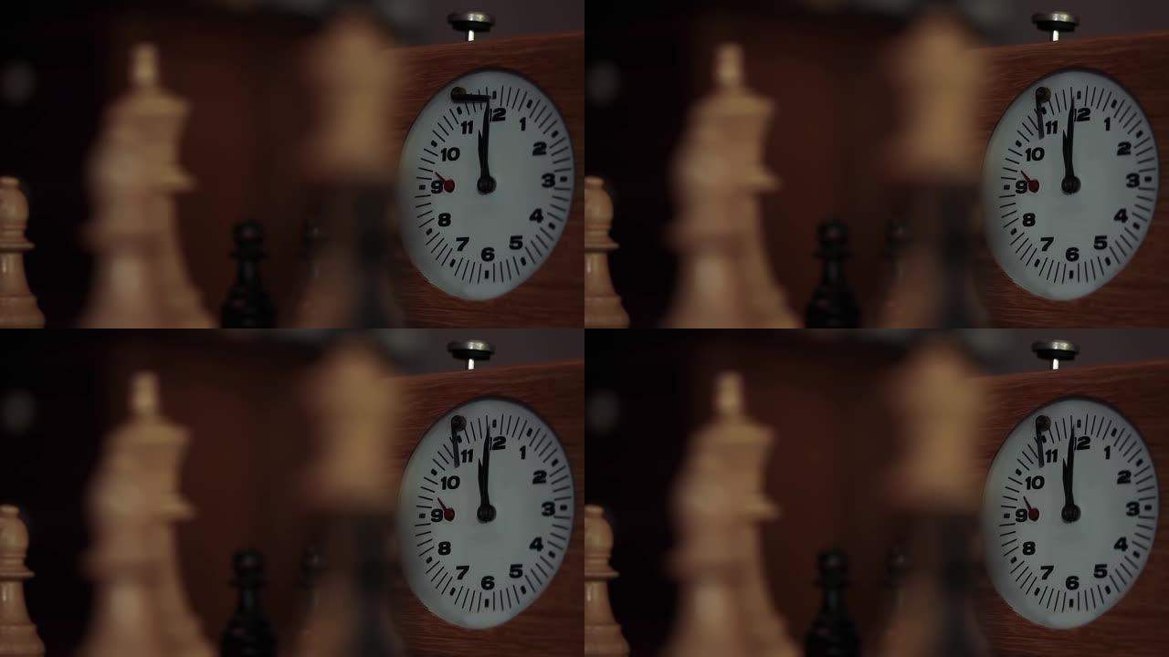 老象棋时钟。特写镜头。