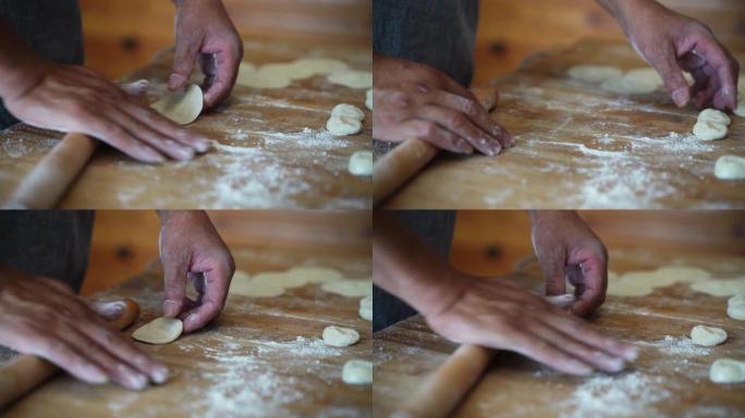 制作中国饺子擀皮面食擀面杖