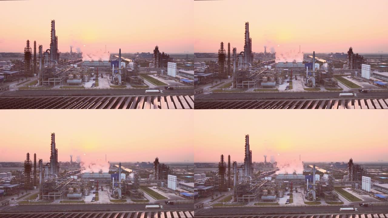 炼油厂鸟瞰图航拍工业炼油厂