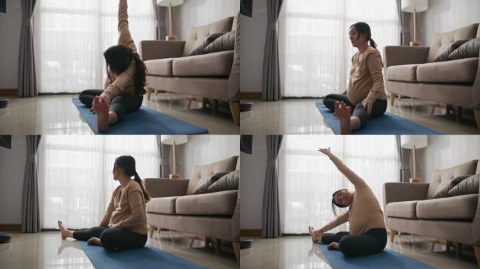 孕妇在家锻炼瑜伽孕妇健身孕妇锻炼孕妇